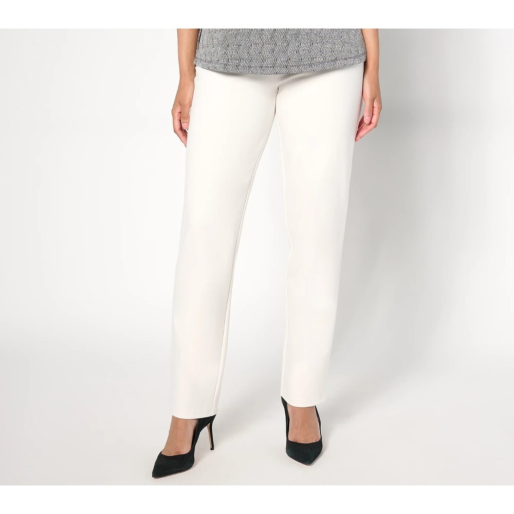 Dennis Basso Regular Straight Leg Ponte Knit Pant Pale Ecru,Petite Large #40-